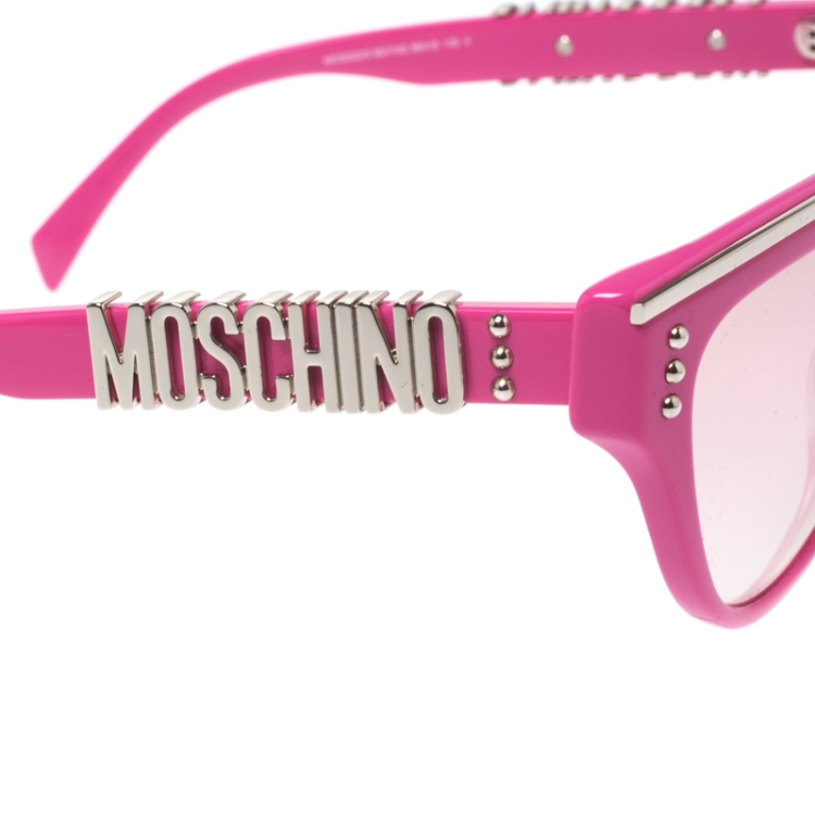 Pre Owned Moschino Hot Pink/ Pink & Peach Gradient Mirrored MOS002/S Cat Eye Sunglasses