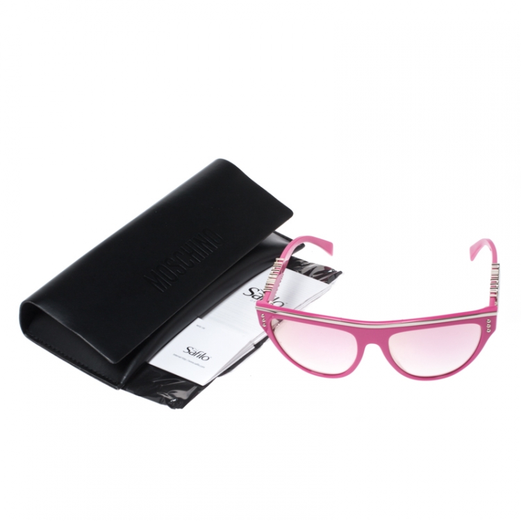 Pre Owned Moschino Hot Pink/ Pink & Peach Gradient Mirrored MOS002/S Cat Eye Sunglasses
