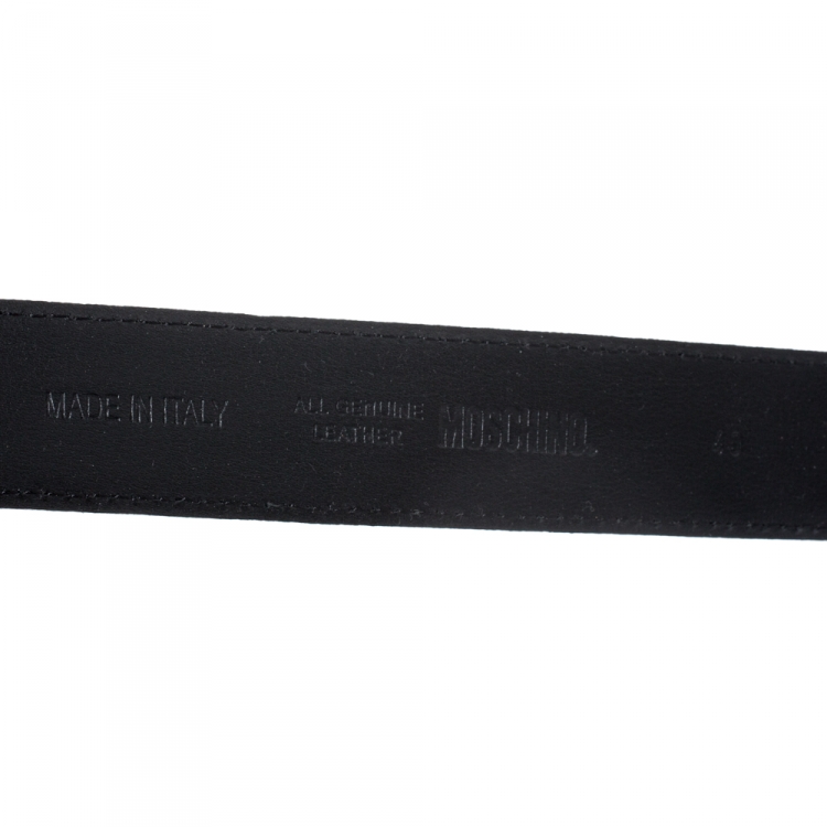 مملوكة مسبقًا Moschino Black Leather Classic Logo Belt 85CM