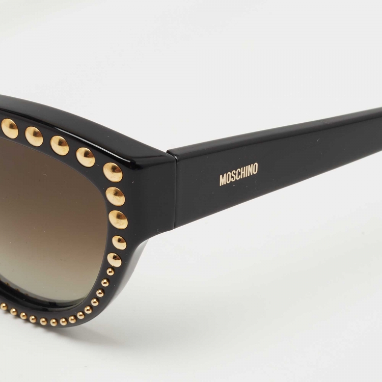 Pre Owned Moschino Black 30th Anniversary Special Edition Studded Cat Eye Sunglasses