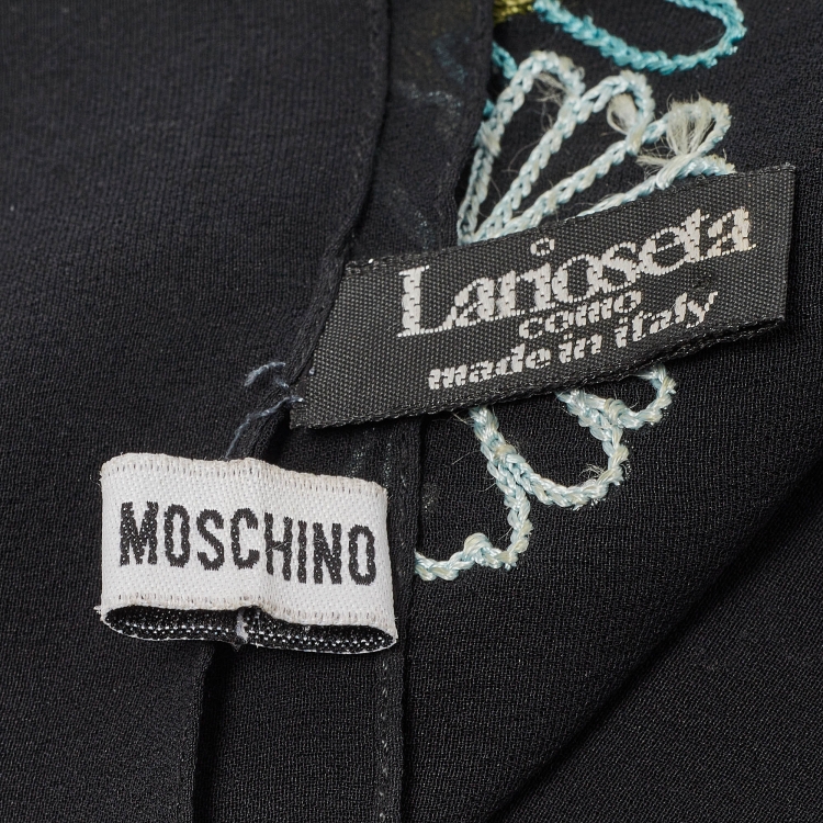 Pre Owned Moschino Larioseta Floral Embroidery Silk Scarf