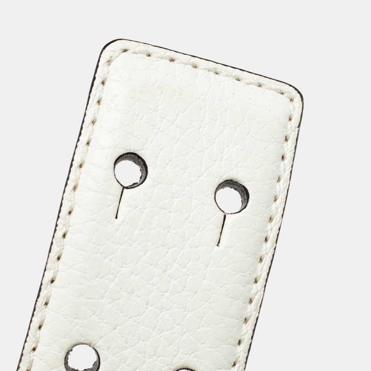 Pre Owned Moschino White Leather Classic Logo Waist Belt 