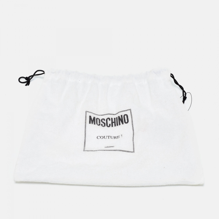 Pre Owned Moschino Black Leather Classic Logo Wait Belt Size 75CM