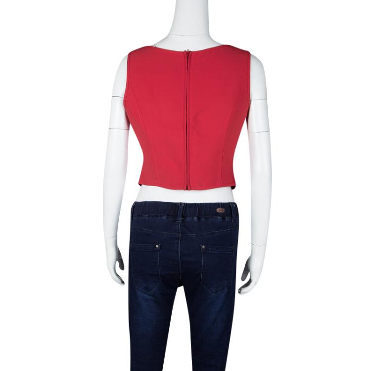 Pre Owned Moschino Couture Repetita Juvant Red Sleeveless Top L
