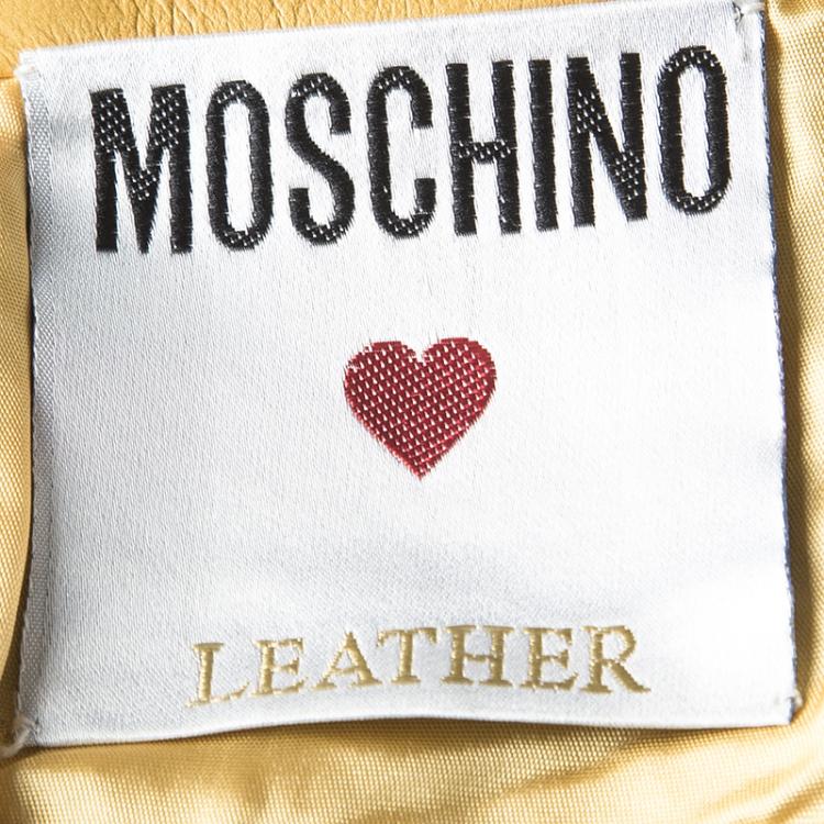 Pre Owned Moschino Mustard High Waist Leather Skirt M