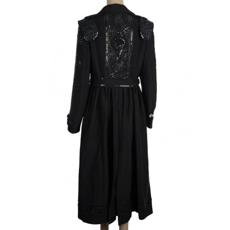 Pre Owned Moschino Embellished Coat M
