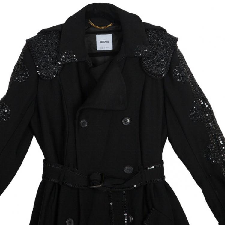 Pre Owned Moschino Embellished Coat M