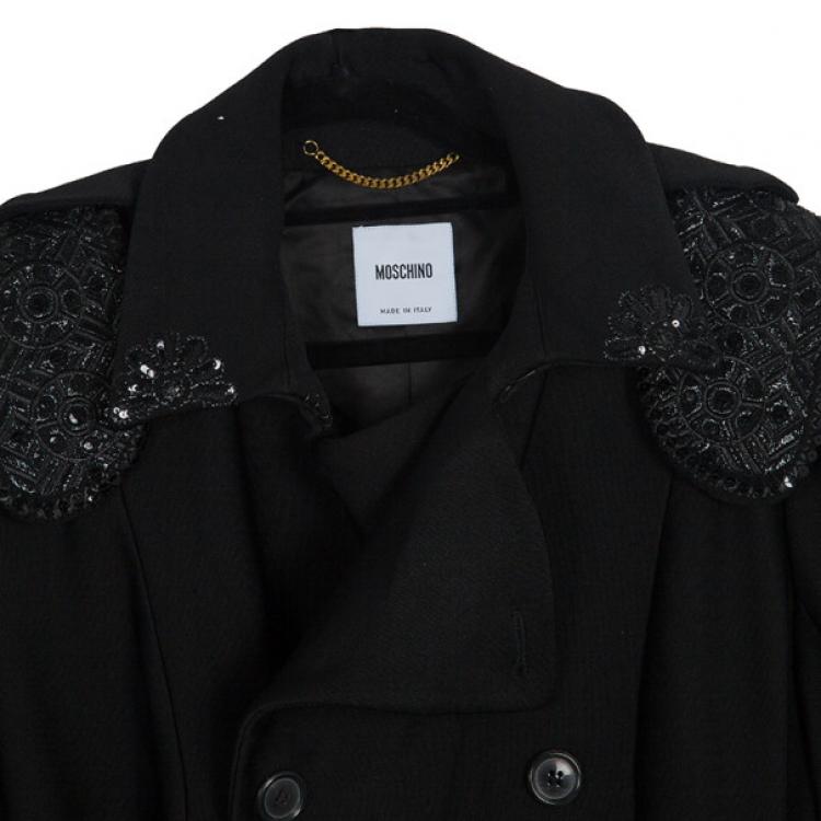 Pre Owned Moschino Embellished Coat M