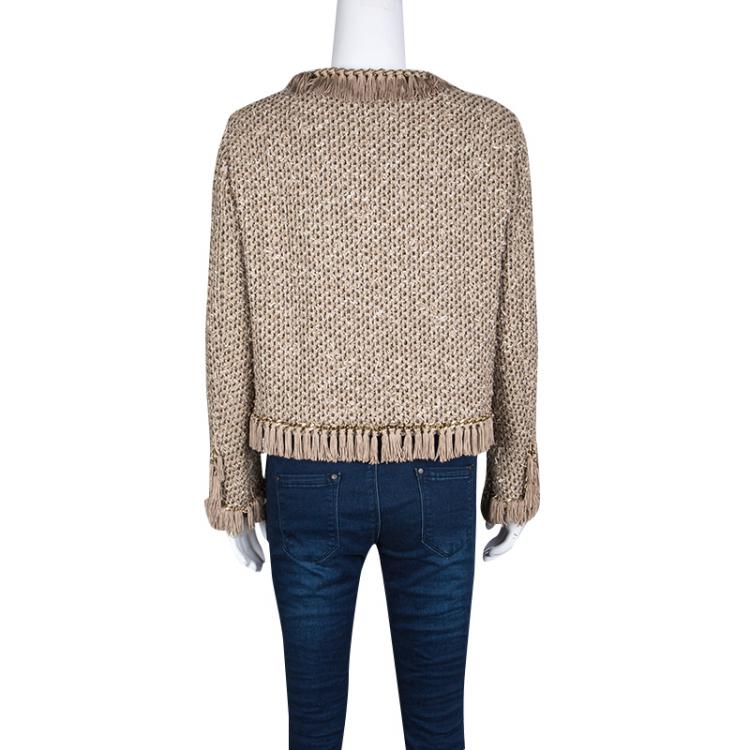 Pre Owned Moschino Multicolor Textured Chain and Tassel Detail Jacket L