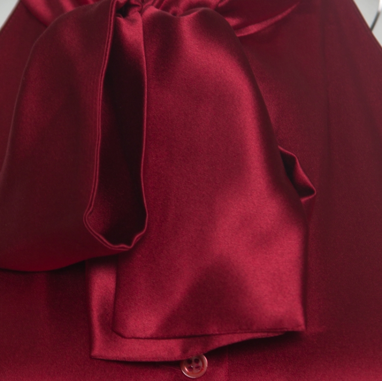 Pre Owned Moschino Maroon Silk Tie Front Buttoned Halter Top M