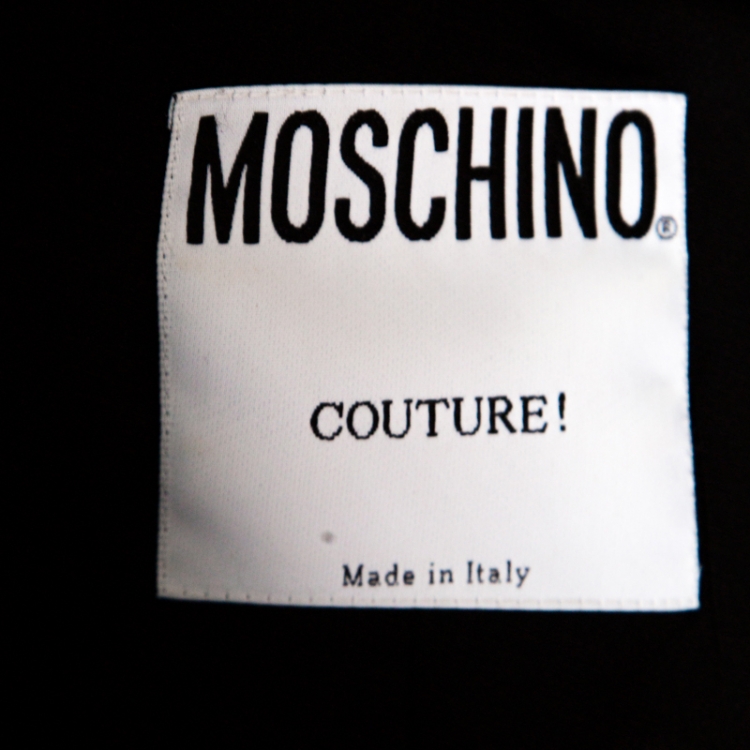 Pre Owned Moschino Couture Black Wool Zip Front Cropped Jacket S