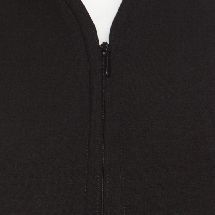 Pre Owned Moschino Couture Black Wool Zip Front Cropped Jacket S