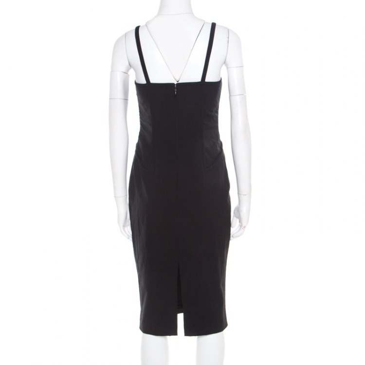 Pre Owned Moschino Couture Black Wool Fitted Sleeveless Dress S