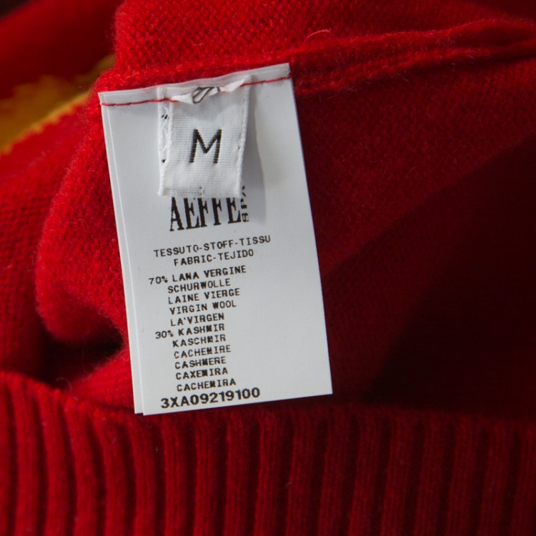Pre Owned Moschino Couture Red Cashmere McDonald Logo Crew Neck Sweater M 