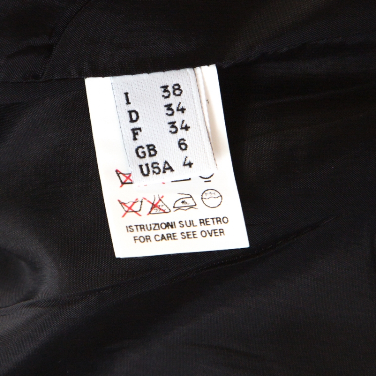 Pre Owned Moschino Black Ruffle Satin Crepe Short Sleeve Blouse  S