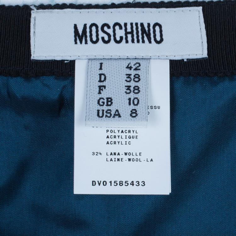Pre Owned Moschino Navy Metallic Tweed Skirt Suit M