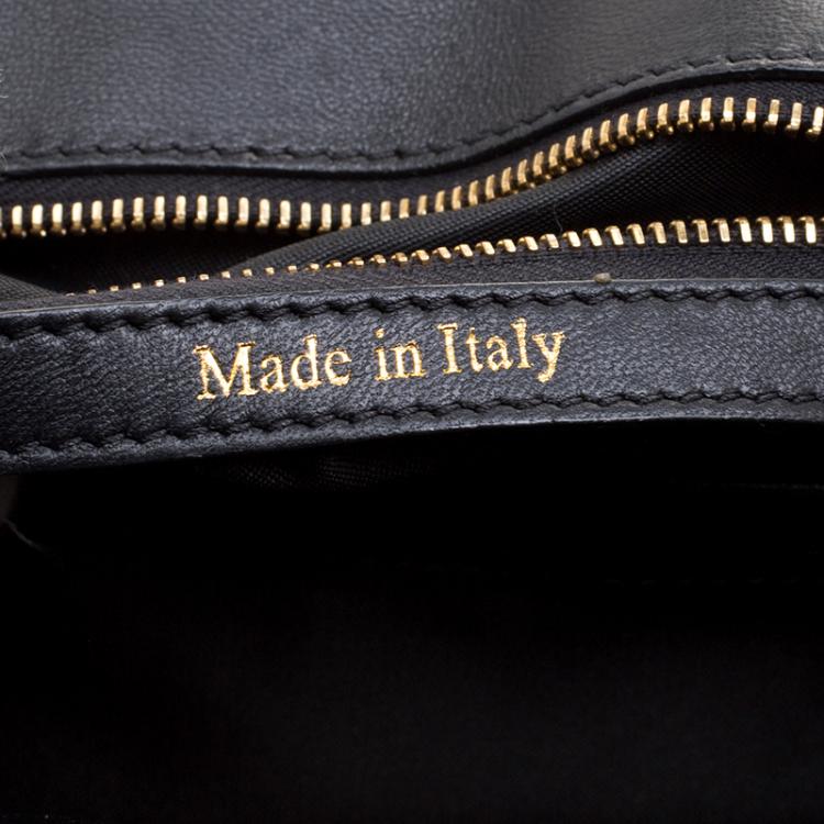 Pre Owned Moschino Black Quilted Leather Logo Flap Shoulder Bag