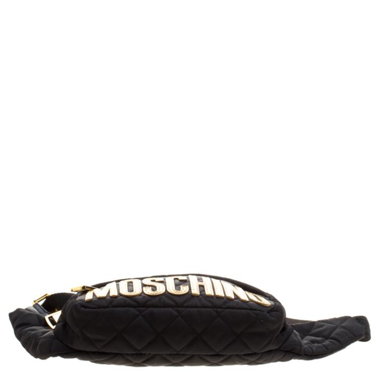 Pre Owned Moschino Black Quilted Nylon Belt Bag