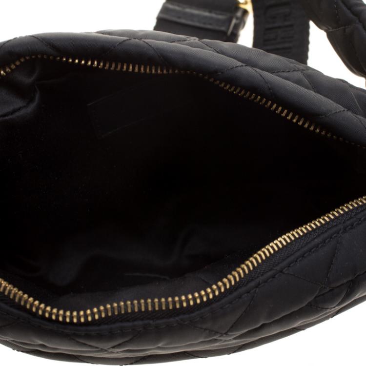 Pre Owned Moschino Black Quilted Nylon Belt Bag