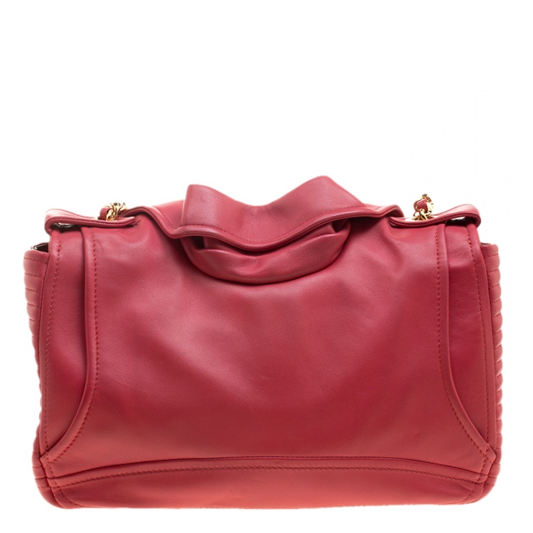 Pre Owned Moschino Coral Pink Leather Capsule Biker Jacket Shoulder Bag 