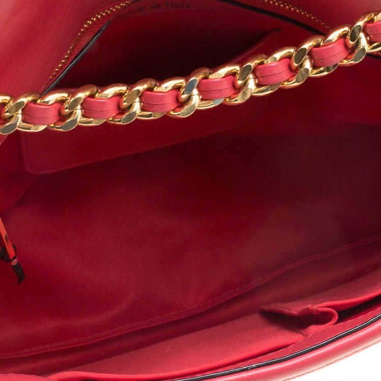 Pre Owned Moschino Coral Pink Leather Capsule Biker Jacket Shoulder Bag 