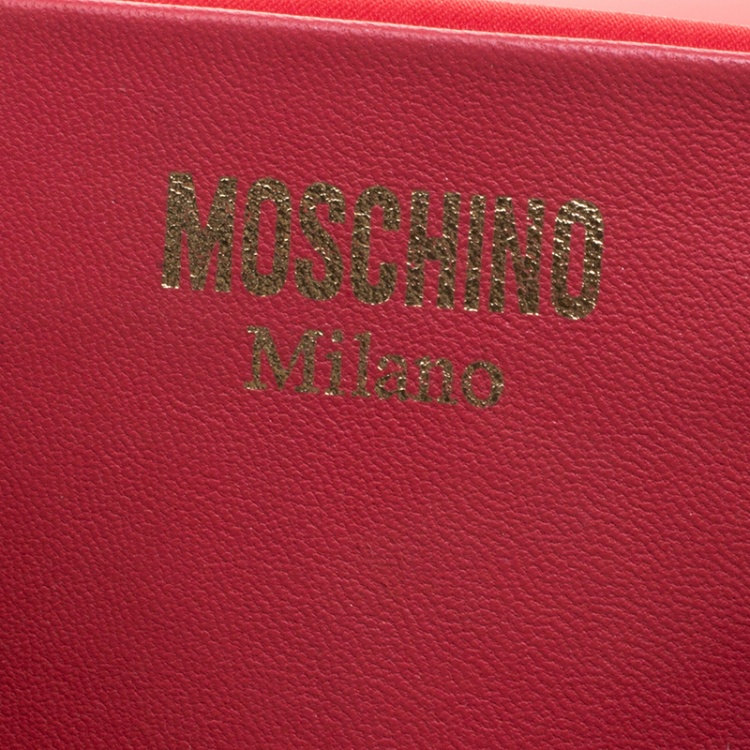 Pre Owned Moschino Coral Pink Leather Capsule Biker Jacket Shoulder Bag 
