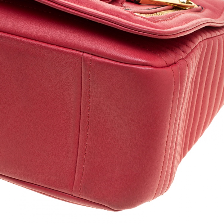 Pre Owned Moschino Coral Pink Leather Capsule Biker Jacket Shoulder Bag 