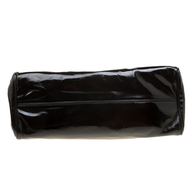 Pre Owned Moschino Black Patent Leather Shoulder Bag