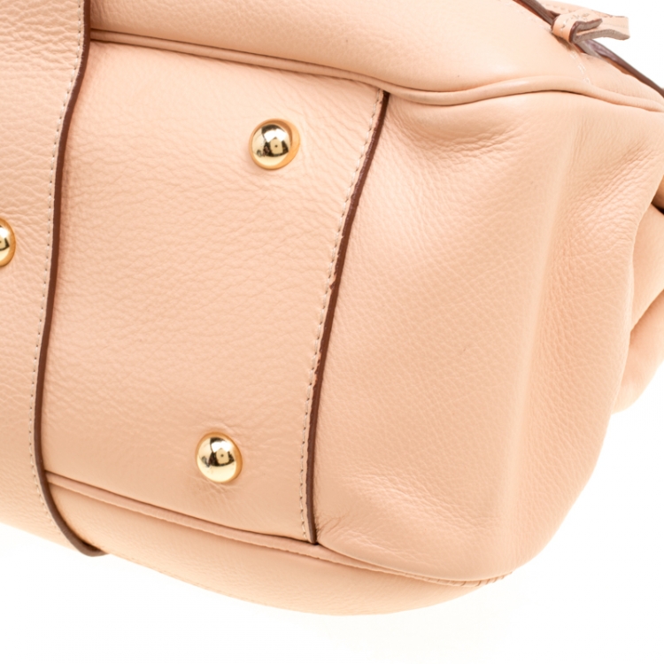 Pre Owned Moschino Beige Leather Hidden Lock Satchel