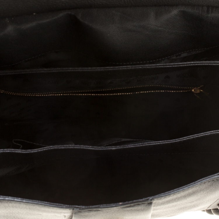 مملوكة مسبقًا Moschino Black/Beige Leather Satchel 