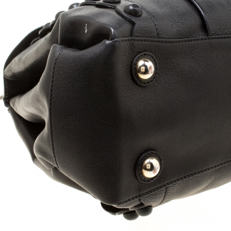مملوكة مسبقًا Moschino Black/Beige Leather Satchel 