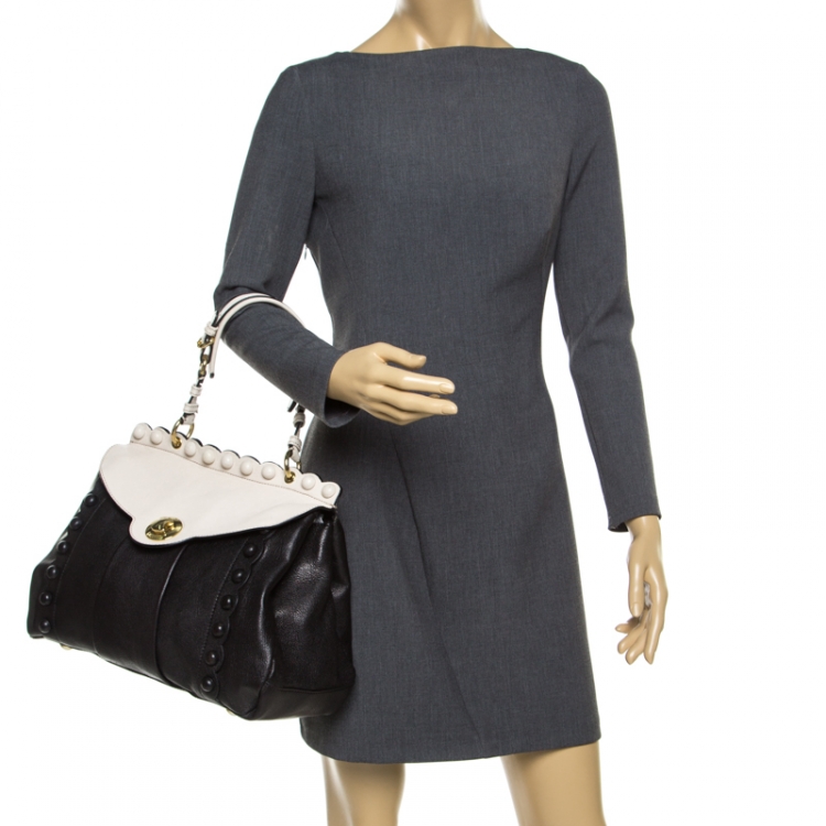 مملوكة مسبقًا Moschino Black/Beige Leather Satchel 