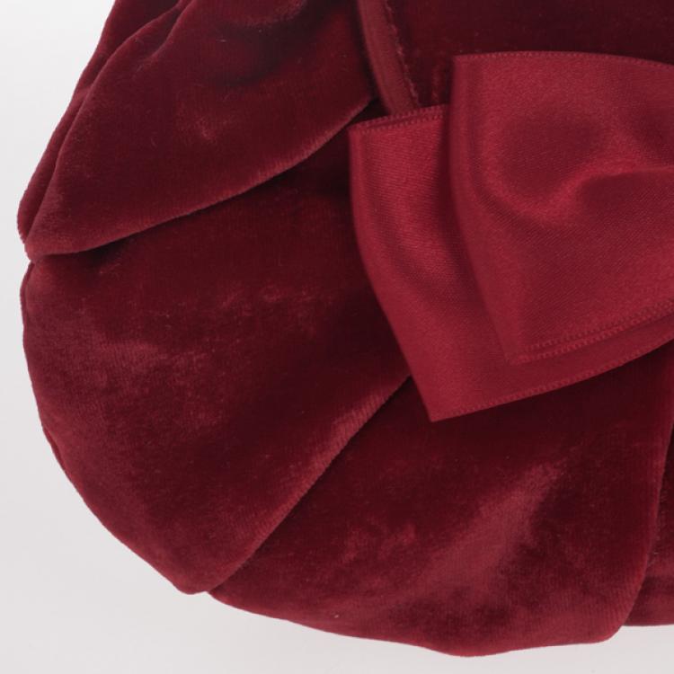 Pre Owned Moschino Satin Bow Red Velvet Clutch