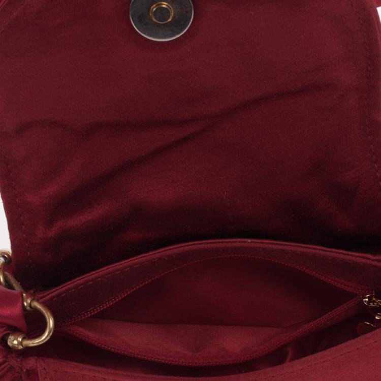 Pre Owned Moschino Satin Bow Red Velvet Clutch