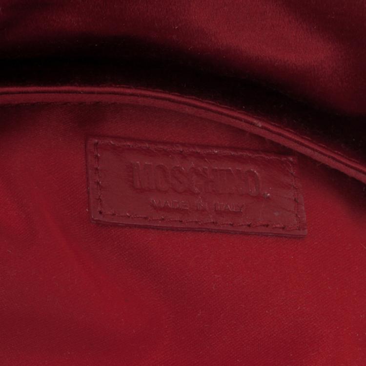 Pre Owned Moschino Satin Bow Red Velvet Clutch