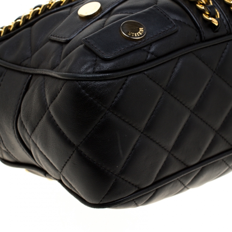 Pre Owned Moschino Red/Black Quilted Leather Jacket Shoulder Bag