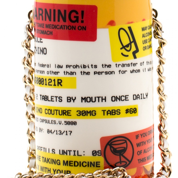 Pre Owned Moschino White Capsule Patent Leather Pill Bottle Crossbody Bag