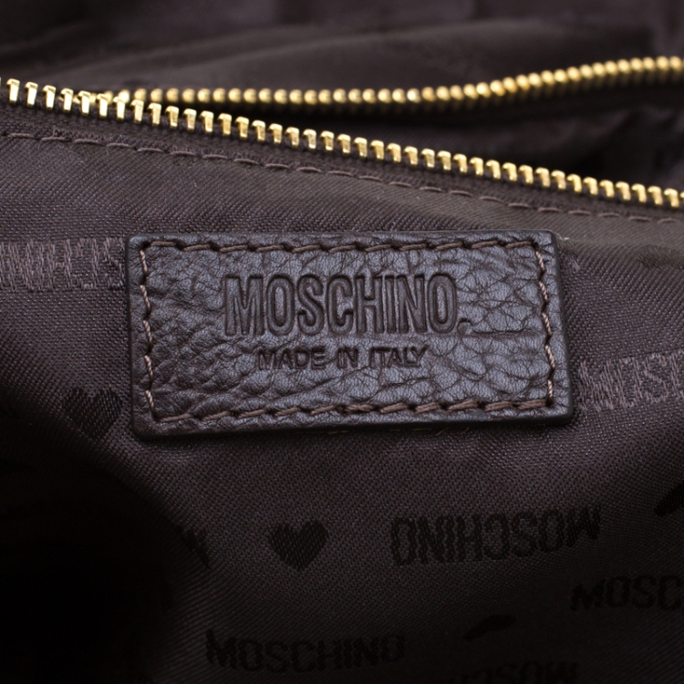 مملوكة مسبقًا Moschino Dark Brown Leather Chain Satchel