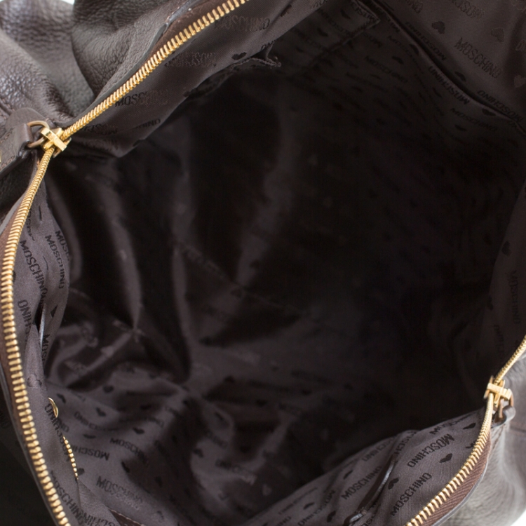 مملوكة مسبقًا Moschino Dark Brown Leather Chain Satchel