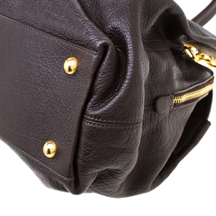 مملوكة مسبقًا Moschino Dark Brown Leather Chain Satchel