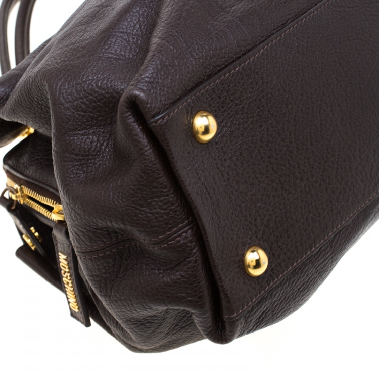 مملوكة مسبقًا Moschino Dark Brown Leather Chain Satchel