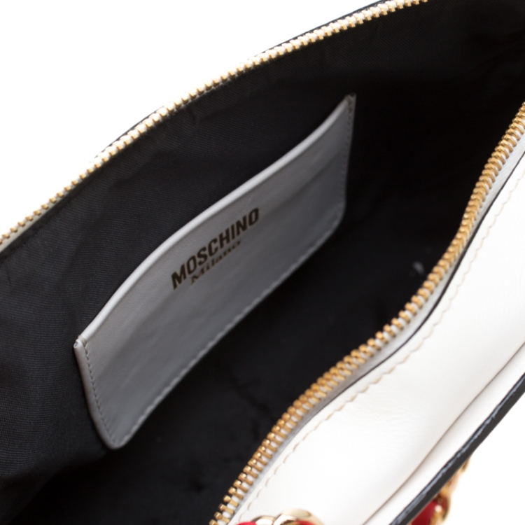 مملوكة مسبقًا Moschino White/Red Leather Shoulder Bag