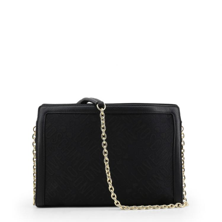 Pre Owned Love Moschino Black Signature Canvas and Faux Leather Crossbody Bag