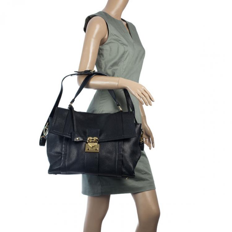 Pre Owned Moschino Large Leather Flap Satchel