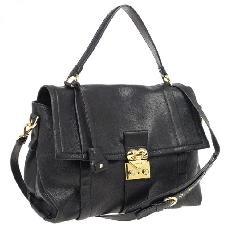Pre Owned Moschino Large Leather Flap Satchel