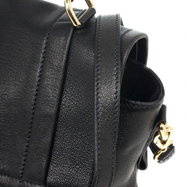 Pre Owned Moschino Large Leather Flap Satchel