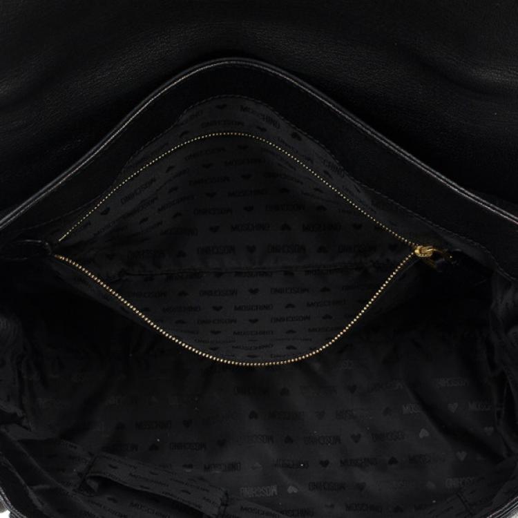 Pre Owned Moschino Large Leather Flap Satchel