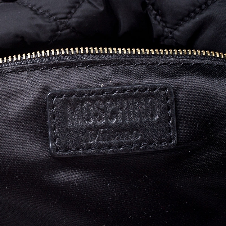 Pre Owned Moschino Black Nylon Quilted Backpack