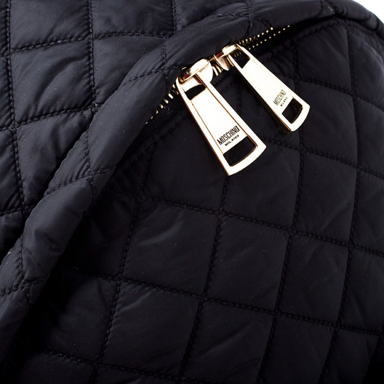 Pre Owned Moschino Black Nylon Quilted Backpack