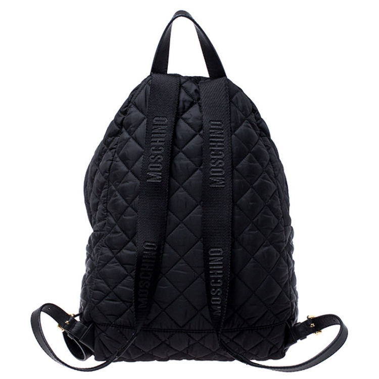 Pre Owned Moschino Black Nylon Quilted Backpack